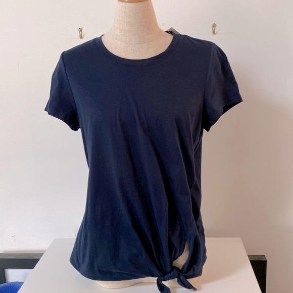 NWT!!! Navy Blue Banana Republic Side Tie Tee - Picture 1 of 6